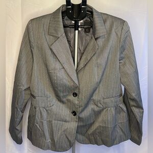 Fashion Bug Gray Striped Peplum Blazer